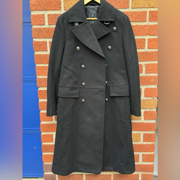 Guess long heavy overcoat in size S and black - Picture 1 of 13